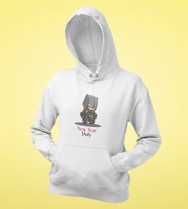 New Year New Duty,  White Printed Hoodies For Mens On New Year Theme Best Gift For New Year