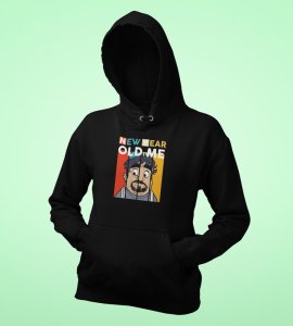 New Year Old Me,  Black New Year Printed Hoodies For Mens