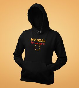 New Year Goal,  Black New Year Printed Hoodies For Mens