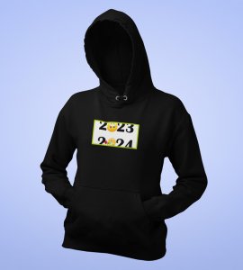 Bye 2023 Welcome 2024,  Black New Year Printed Hoodies For Mens