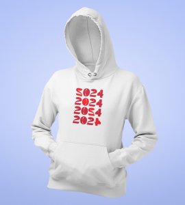 2024 Has Come,  White Men Printed Hoodies For Mens Boys