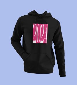 2024 New Year,  Black Printed Hoodies For Mens On New Year Theme Best Gift For New Year