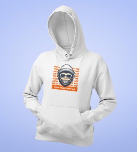 Monkey's New Year,  White New Year Printed Hoodies For Mens