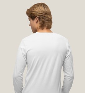 Indian Religion White Round Neck Printed Full Sleeve T-shirts For Men