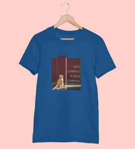Vibe Alone, Street Couture: Blue Men's Oversized Tee with Eye-Catching Front Graphic