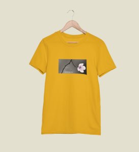 Flourish, Yellow Urban Legend: Men's Oversized Round Neck T-Shirt with Front Print