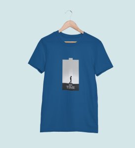Me Myself And I, City Slicker: Blue Men's Oversized Tee with Trendy Front Print Detail