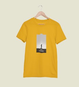 Me Myself And I, City Slicker: Yellow Men's Oversized Tee with Trendy Front Print Detail