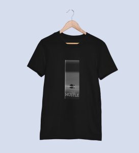 Lone Hustle, Fashion Fusion: Black Modern Men's Oversized Tee with Front Graphic Pop