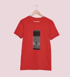 Lone Hustle, Fashion Fusion: Red Modern Men's Oversized Tee with Front Graphic Pop