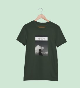 Peaceful Chaos, Green Cityscape Chronicles: Front Printed Round Neck Tee - Men's Edition