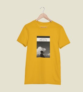 Peaceful Chaos, Yellow Cityscape Chronicles: Front Printed Round Neck Tee - Men's Edition