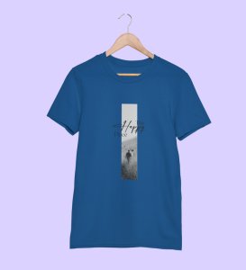 Home, Dress Boldly: Blue Signature Front Graphic Oversized Tee - Men's Urban Chic