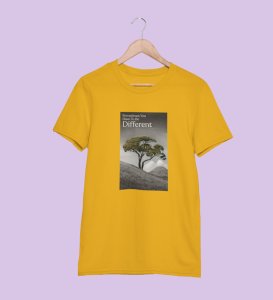 Out Of the Box, Signature Streetwear: Yellow Men's Oversized Tee with Front Graphic Appeal