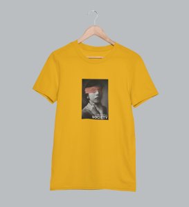 Pacifist Society, Urban Legend Series: Yellow Men's Oversized Round Neck T-Shirt with Front Print