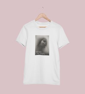 Untold Enigma, White Metro Fusion: Men's Oversized Tee featuring Front Print Detail