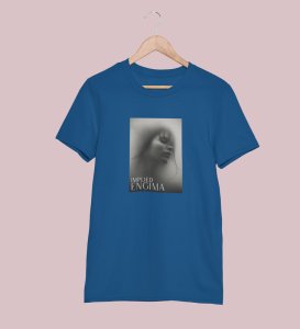 Untold Enigma, Blue Metro Fusion: Men's Oversized Tee featuring Front Print Detail