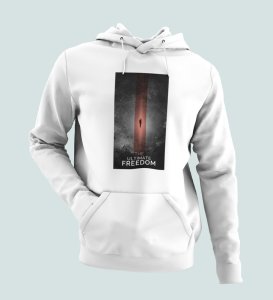 Epitome Freedom,White Culture Catalyst: Front Graphic Oversized Hoodie for Men - Unleash Cool