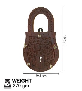 Wooden Handcrafted Key Holder, Lock Shaped Key Holder, Best for Gifts Set Of 3