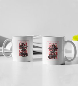 He's My Boy/She's My Girl Printed Couple Coffee Mug For Couples