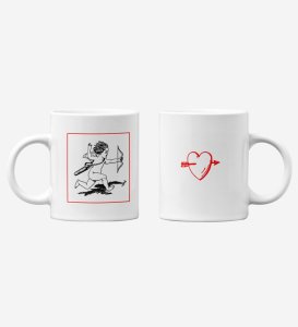 Cupid Hitting Arrow, Printed Coffee Mug For Couples