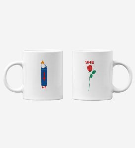He Is Fire/She Is Rose Printed Coffee Mugs For Couple