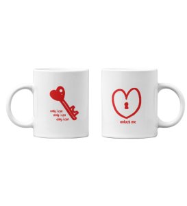 Only You Can Unlock Me Printed Couple Coffee Mugs