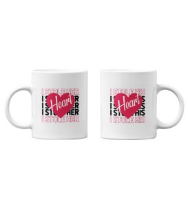 We Stole Each Other's Heart Printed Couple Coffee Mugs
