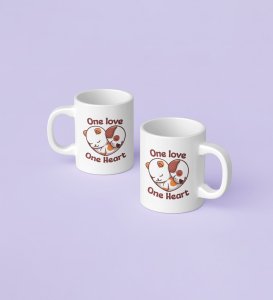 One Love One Heart Printed Couple Coffee Mugs