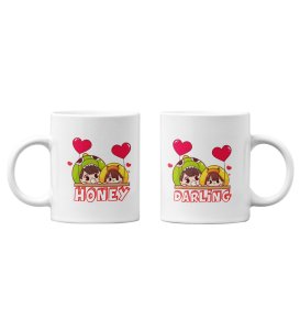 His Darling/Hers Honey Printed Couple Coffee Mugs