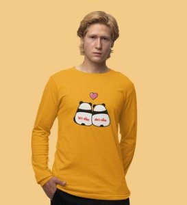 Made For Each Other: Sublimation Printed (yellow) Full Sleeve T-Shirt For Singles