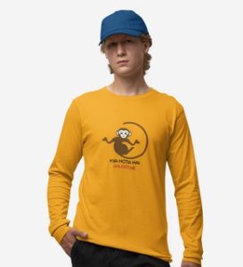 What Do We Do: Attractive Printed (yellow) Full Sleeve T-Shirt For Singles

