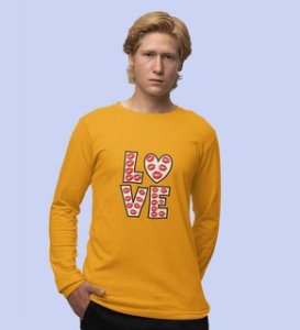 Pure Love: Attractive Printed (yellow) Full Sleeve T-Shirt For Singles