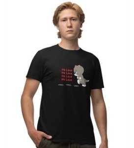 Again No Love : Sublimation Printed (black) T-Shirt For Singles

