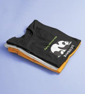 Panda Wants Bamboo: Amazingly Printed (black) T-Shirt For Singles