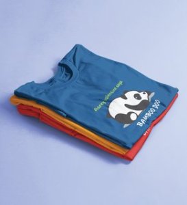Panda Wants Bamboo: Amazingly Printed (Blue) T-Shirt For Singles