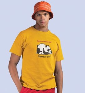 Panda Wants Bamboo: Amazingly Printed (yellow) T-Shirt For Singles