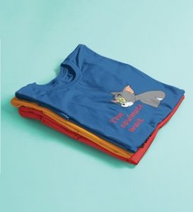 Tom Is Waiting For Soulmate: Printed (Blue) T-Shirt For Singles