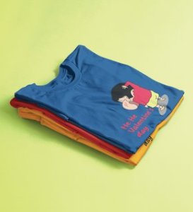 Valentine's Day Is Here: Printed (Blue) T-Shirt For Singles