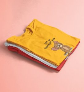 Oh No Valentine: Amazingly Printed (yellow) T-Shirt For Singles