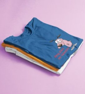 Any Plans On Valentine: Printed (Blue) T-Shirt For Singles