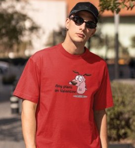 Any Plans On Valentine: Printed (Red) T-Shirt For Singles