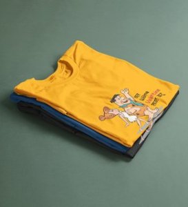 Marathi StoneAge Man: (yellow) T-Shirt For Singles