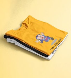 Valentine Ninja: Printed (yellow) T-Shirt For Singles
