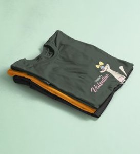Cats Love Valentines: Amazingly Printed (Green) T-Shirt For Singles