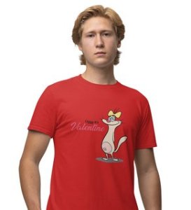 Cats Love Valentines: Amazingly Printed (Red) T-Shirt For Singles