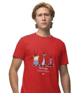 We Don't Have Valentine: Sublimation Printed (Red) T-Shirt For Singles
