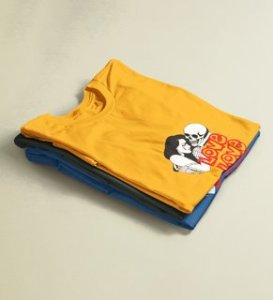 Love Is Insane : Printed (yellow) T-Shirt For Singles