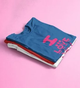 I Love You: Sublimation Printed (Blue) T-Shirt For Singles