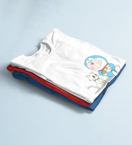 Cute Couples: Printed (white) T-Shirt For Singles